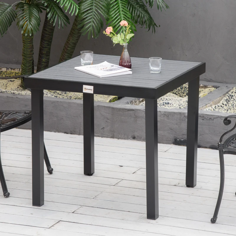 Outsunny Table à manger de jardin pour 4 personnes, en aluminium, 78 x 78 x 74 cm, noir