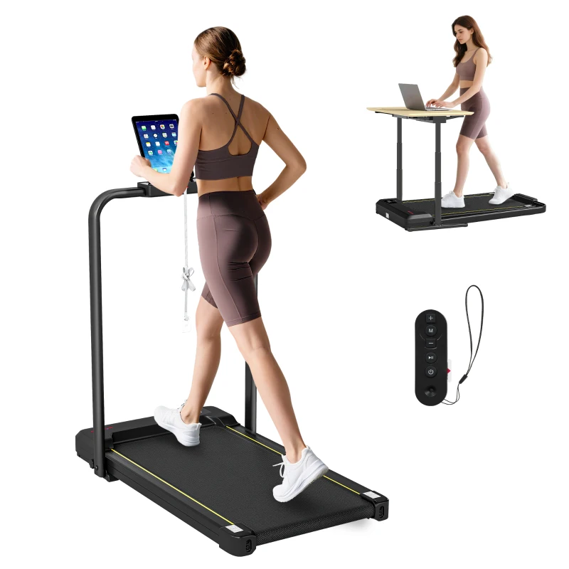 SPORTNOW Cinta de Correr Plegable Inclinado Debajo del Escritorio 2 en 1 con 2.0HP 6 km/h Pantalla LED Control Remoto Negro
