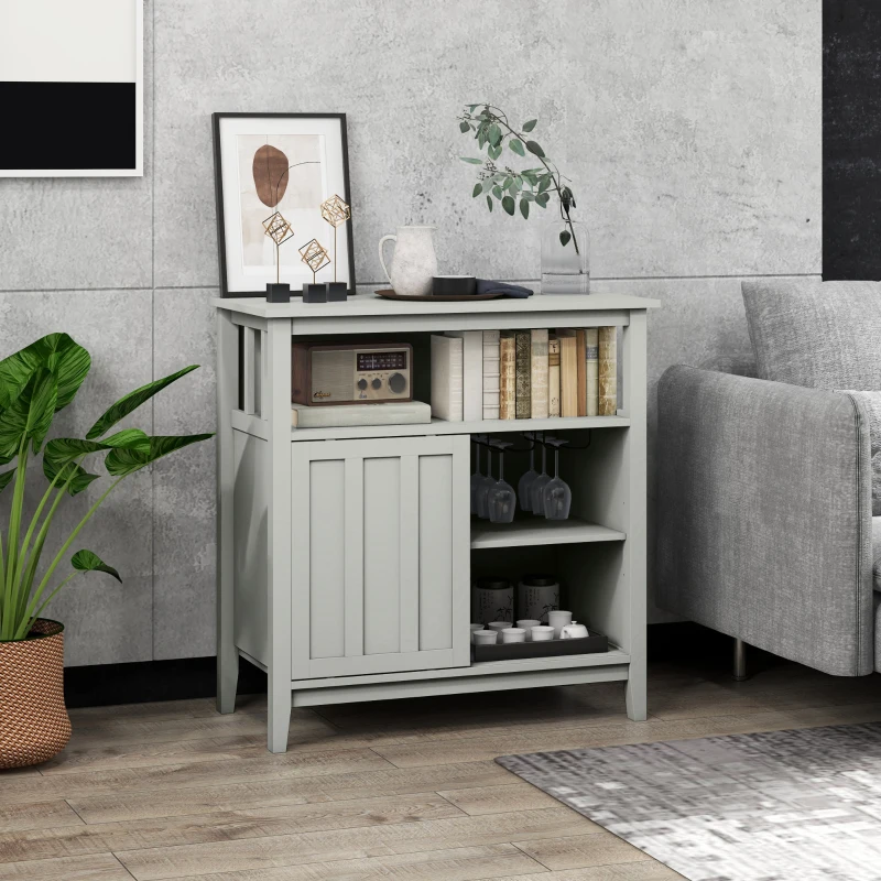 HOMCOM Meuble buffet avec range bouteille, porte coulissante, 2 rangées porte-verre et niche ouverte 80L x 40l x 82H cm