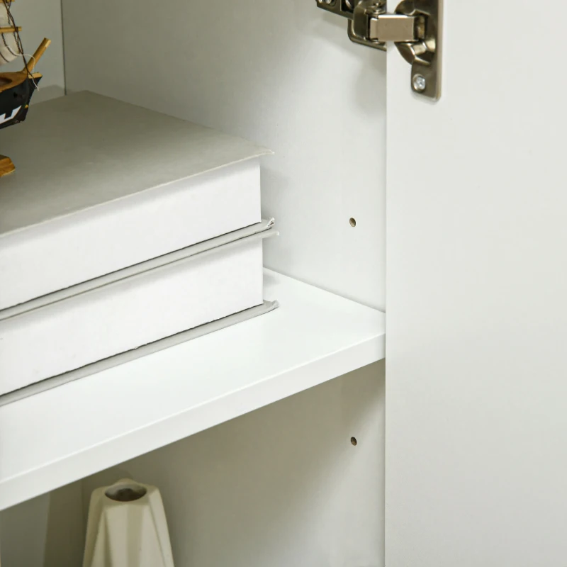 HOMCOM Buffet, meuble de rangement avec 2 portes, 3 tiroirs et pieds en bois massif, style moderne, 90 x 32 x 80 cm, blanc