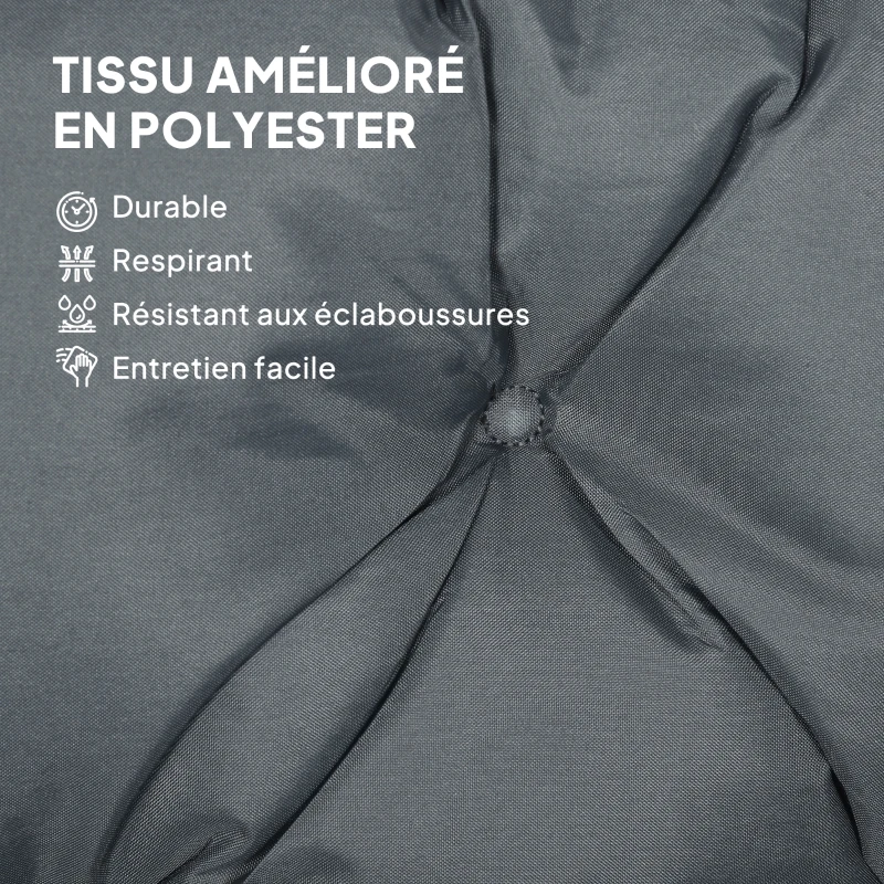 Outsunny Coussin de banc matelas assise dossier pour banc de jardin coussin balancelle canapé 3 places grand confort 100 x 98 x 8 cm gris