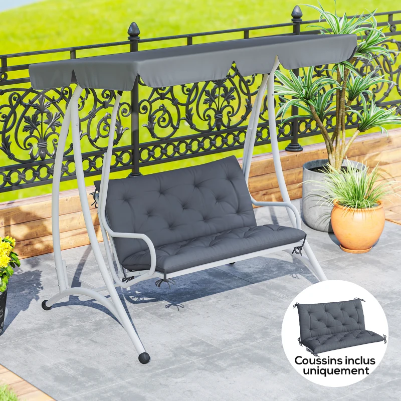 Outsunny Coussin de banc matelas assise dossier pour banc de jardin coussin balancelle canapé 3 places grand confort 100 x 98 x 8 cm gris