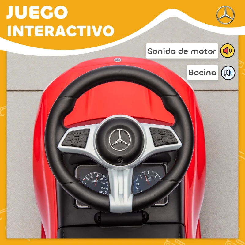 AIYAPLAY Correpasillos para Niños de 18-36 Meses Mercedes-Benz Clase C con Bocina Sonidos de Motor y Espacio de Almacenaje Rojo