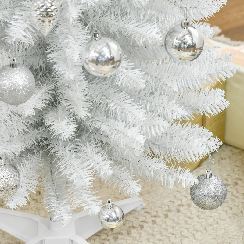 HOMCOM Árvore de Natal Artificial 210 cm Ignífugo com 199 Ramos de PVC Decoração de Natal para Interiores Branco