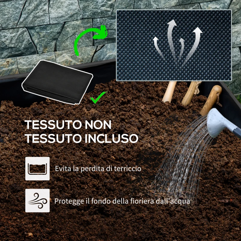 Outsunny Fioriera da Giardino con Foro di Drenaggio e Rotelle, in Legno di Abete, 89x48x47 cm, Nera