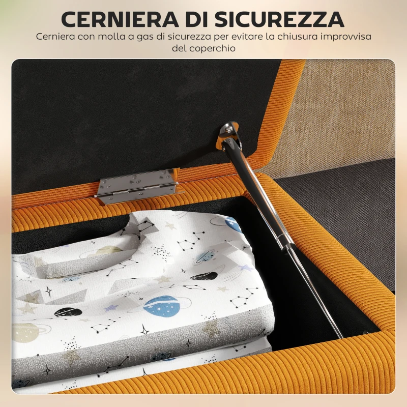 HOMCOM Panca Fondoletto in Poliestere e Legno per Camera da Letto e Ingresso, 95x38x45 cm, Arancione