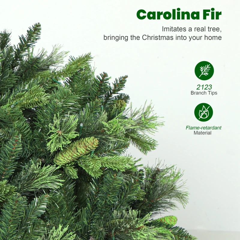 HOMCOM 7.5ft Artificial Pine LED Christmas Tree, with Remote