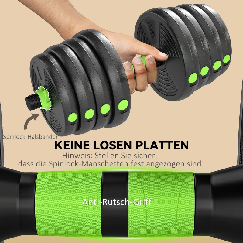 SPORTNOW Hantelset verstellbar 30 KG Kurzhantel Set Kurzhanteln Langhanteln Hanteln Set für Krafttraining