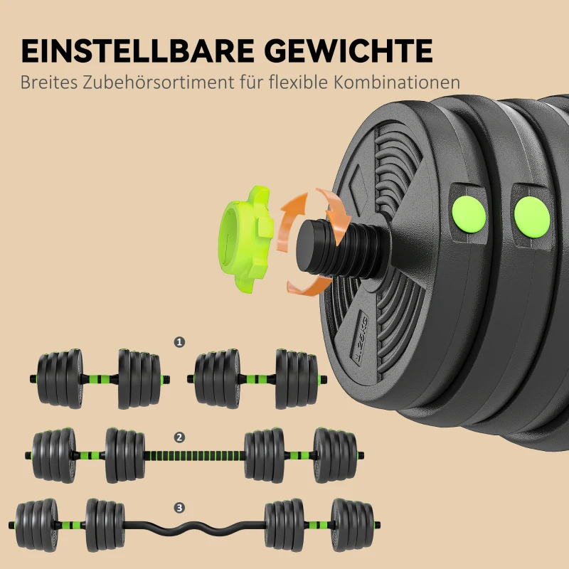 SPORTNOW Hantelset verstellbar 30 KG Kurzhantel Set Kurzhanteln Langhanteln Hanteln Set für Krafttraining