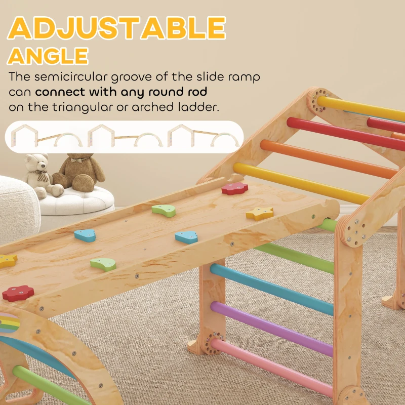 AIYAPLAY 9 in 1 Toddler Climbing Frame with Ramp, Slide, Arch, Ladder, Blackboard for 18-48 Months