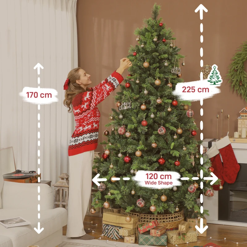 HOMCOM 7.5ft Artificial Pine LED Christmas Tree, with Remote