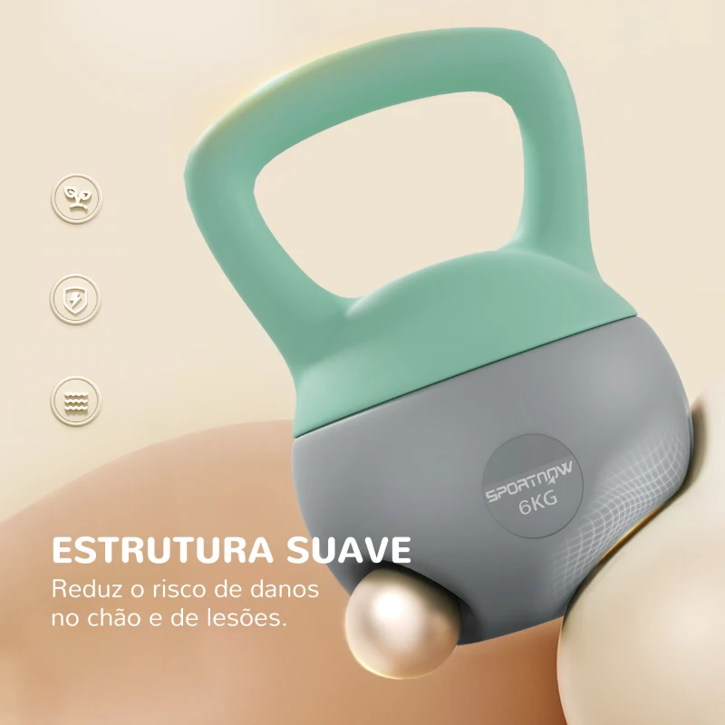 SPORTNOW Kettlebell de 8 kg Pesa Russa Preenchida de Areia Metálica e Alça Antiderrapante para Treino em Casa Ginásio 19x19x28 cm Cinzento