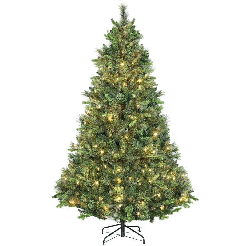 HOMCOM 7.5ft Artificial Pine LED Christmas Tree, with Remote