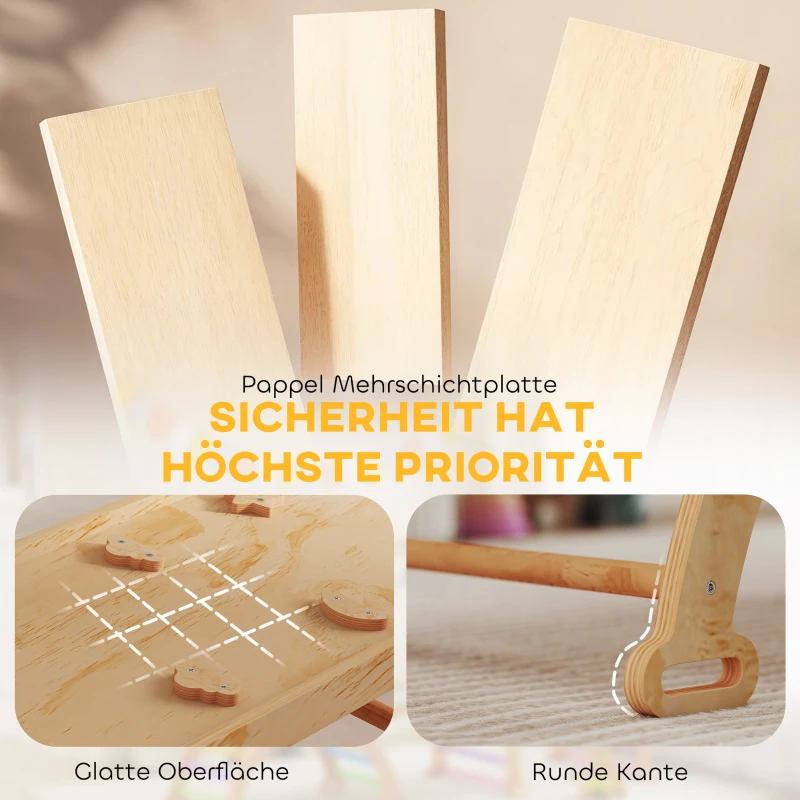 AIYAPLAY 9-in-1 Indoor-Klettergerüst, Rampe, Rutsche, Leiter, Schreibtafel, für Kleinkinder, Holz