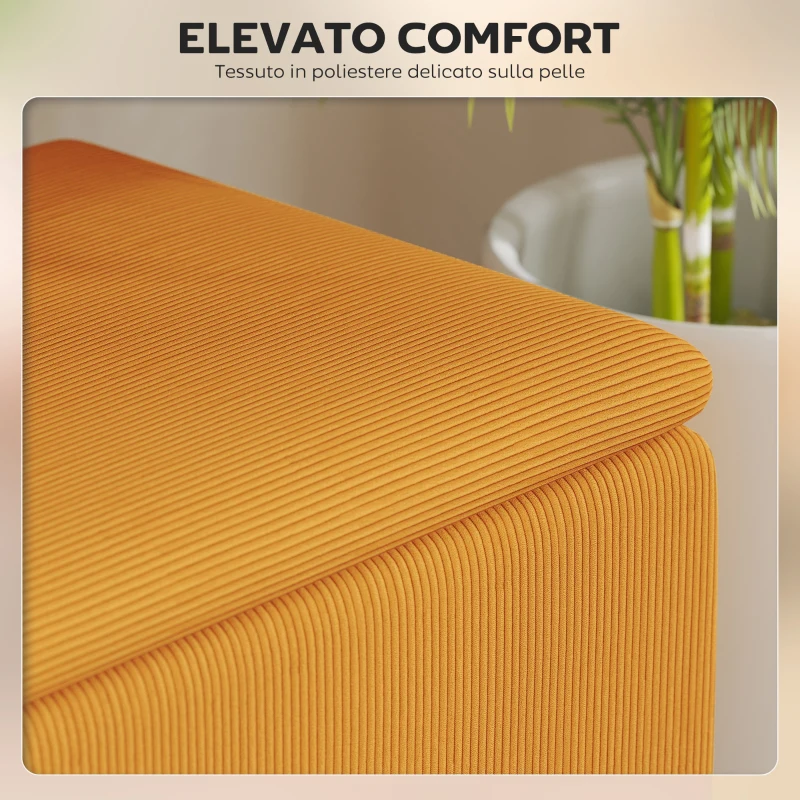HOMCOM Panca Fondoletto in Poliestere e Legno per Camera da Letto e Ingresso, 95x38x45 cm, Arancione