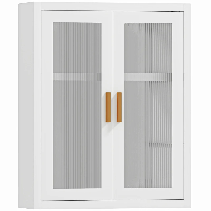 HOMCOM Armário de Casa de Banho de Parede com Portas de Acrílico Prateleira Ajustável Fecho Magnético 40x14x50 cm Branco