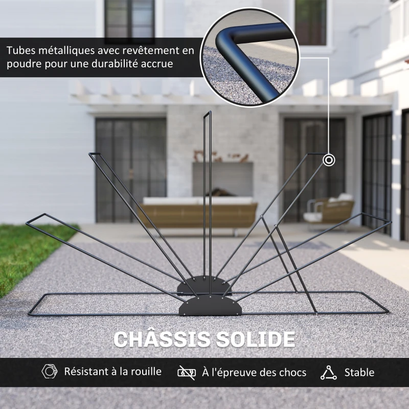 Outsunny Abri de moto extérieur tente à moto housse de protection en tissu Oxford, 2 fenêtres, 345 x 135 x 191 cm, noir