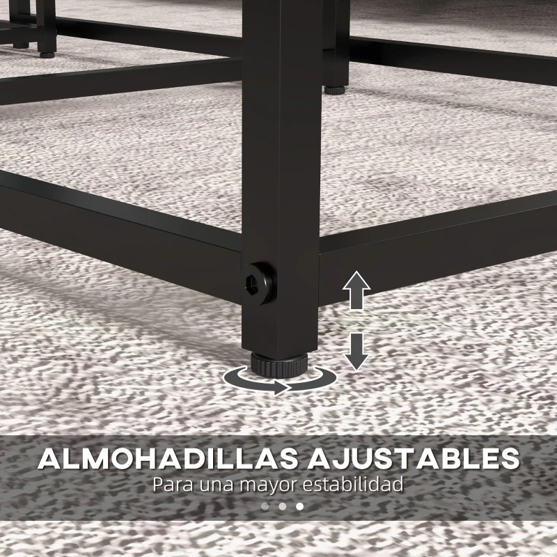 HOMCOM Mesas Auxiliares para Salón Mesas Nido de 3 Piezas con Efecto Mármol y Marco de Acero para Dormitorio Blanco