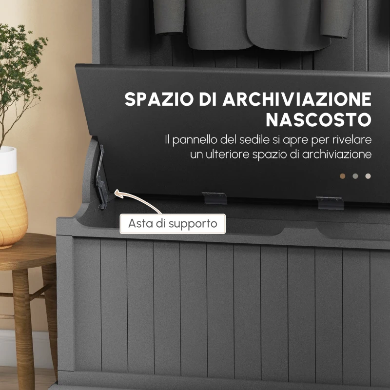 HOMCOM Attaccapanni con Panca di Archiviazione e 5 Ganci Stile Moderno 96x34x179,7 cm Nero