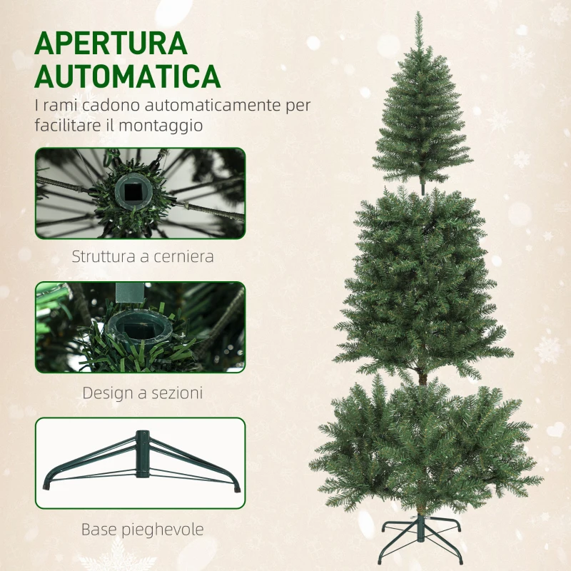 HOMCOM Albero di Natale 180 cm Illuminato con 250 Luci Bianche e Colorate, 899 Rami e 9 Modalità di Illuminazione