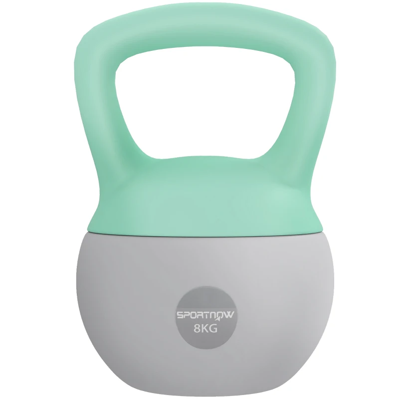 SPORTNOW Kettlebell de 8 kg Pesa Russa Preenchida de Areia Metálica e Alça Antiderrapante para Treino em Casa Ginásio 19x19x28 cm Cinzento