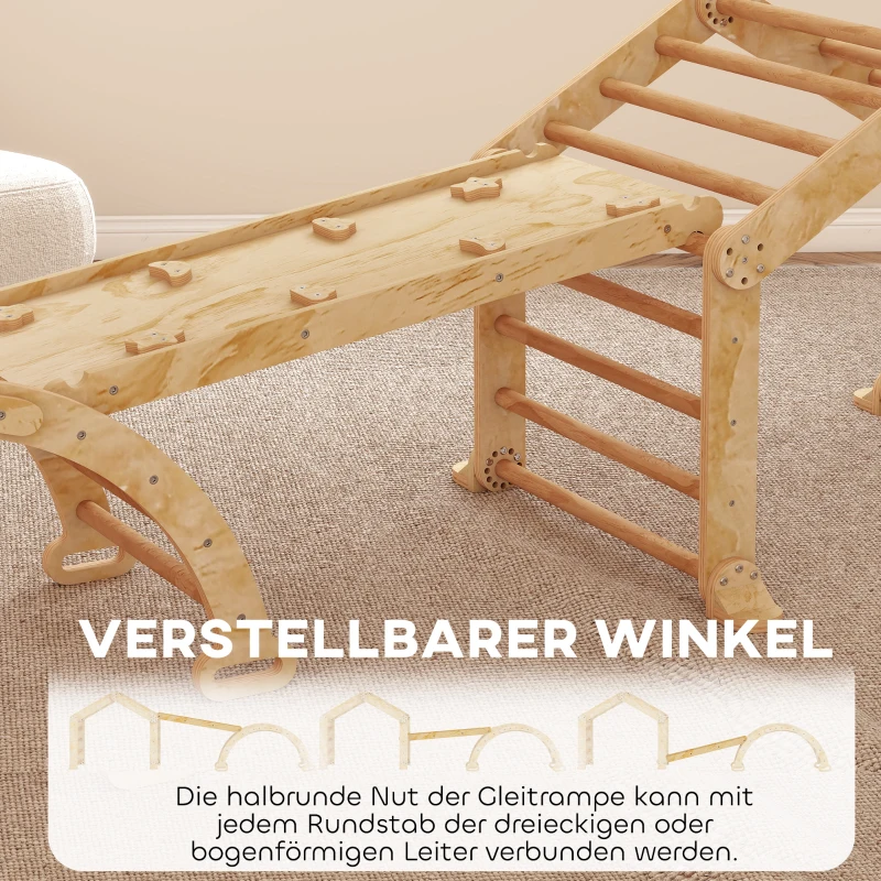 AIYAPLAY 9-in-1 Indoor-Klettergerüst, Rampe, Rutsche, Leiter, Schreibtafel, für Kleinkinder, Holz