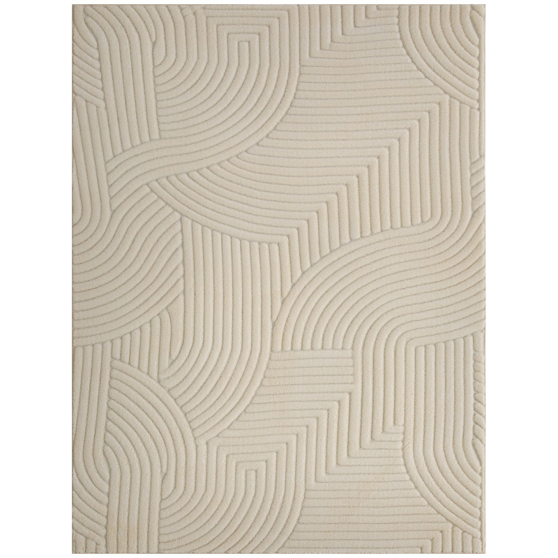 HOMCOM Alfombra Salón 160x120 cm Pelo Corto Estilo Moderno Base Antideslizante Tejida a Máquina Crema