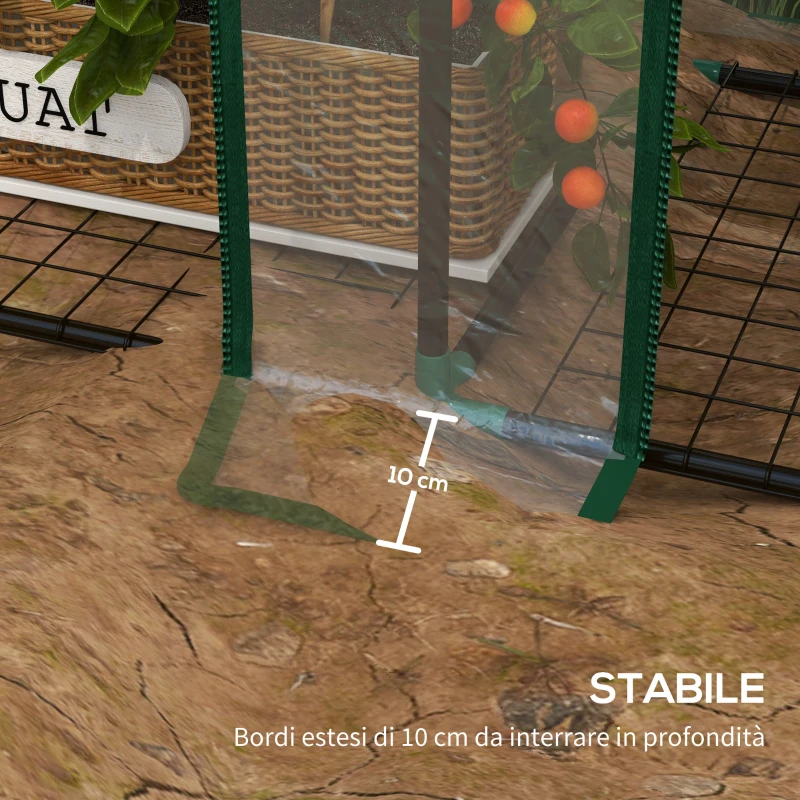 Outsunny Serra da Giardino con Copertura in PE, 6 Mensole e 2 Porte Avvolgibili, 143x46x151cm, Trasparente