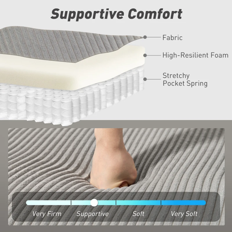 HOMCOM Canapea Extensibilă Modernă în Formă de U și Spații de Depozitare, Catifea Reiată, 282x140x86 cm, Gri