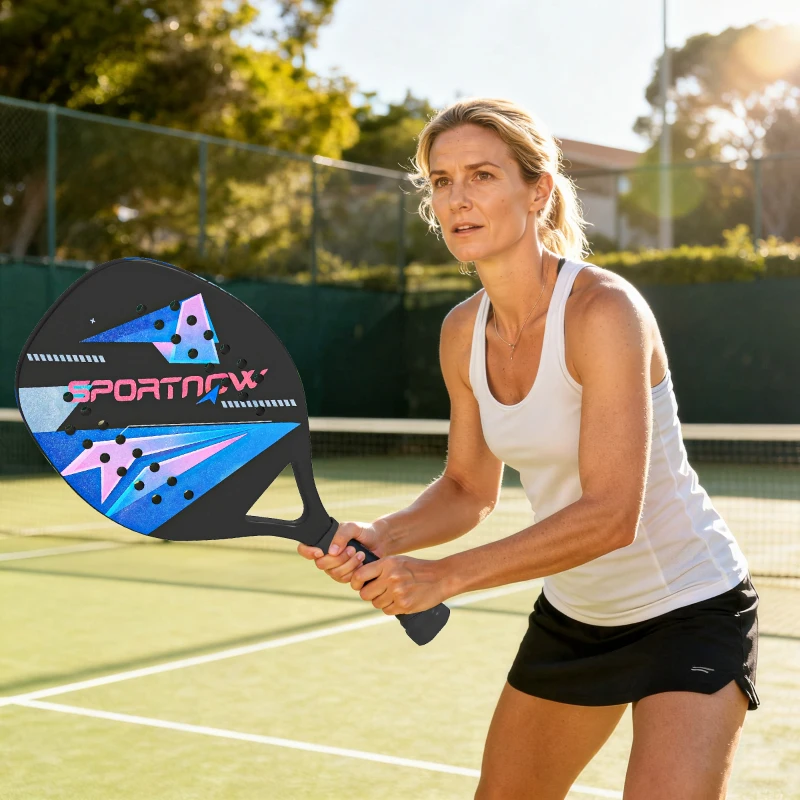 SPORTNOW Strandtennisracket-Set met Antislip Grip, Koolstofvezel, Zwart