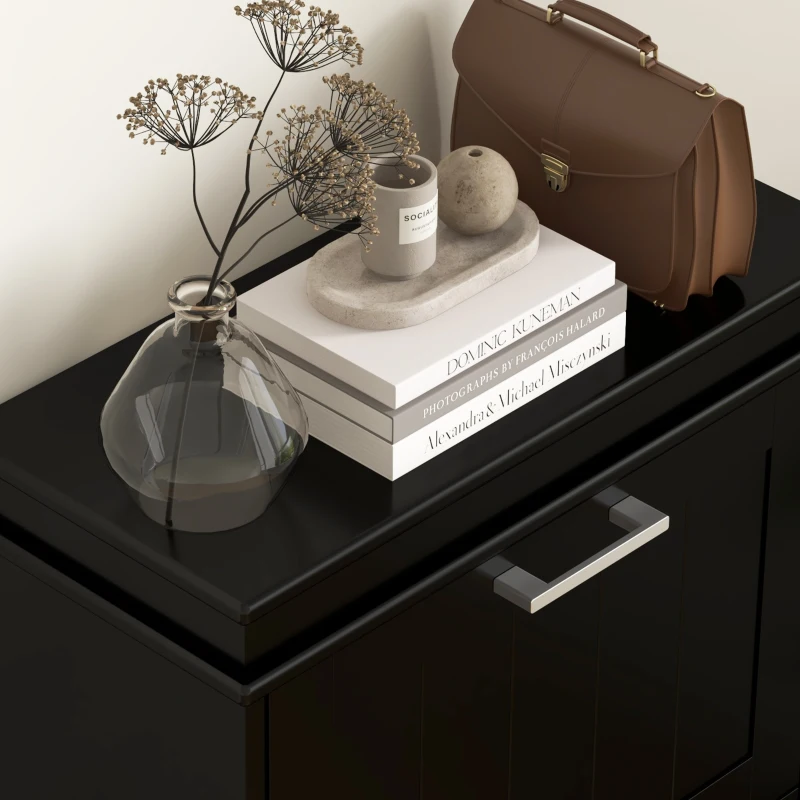 HOMCOM Meuble à chaussures, armoire à chaussures 3 portes abattants 15 paires, étagères réglables, 54 x 24 x 117,5 cm, noir