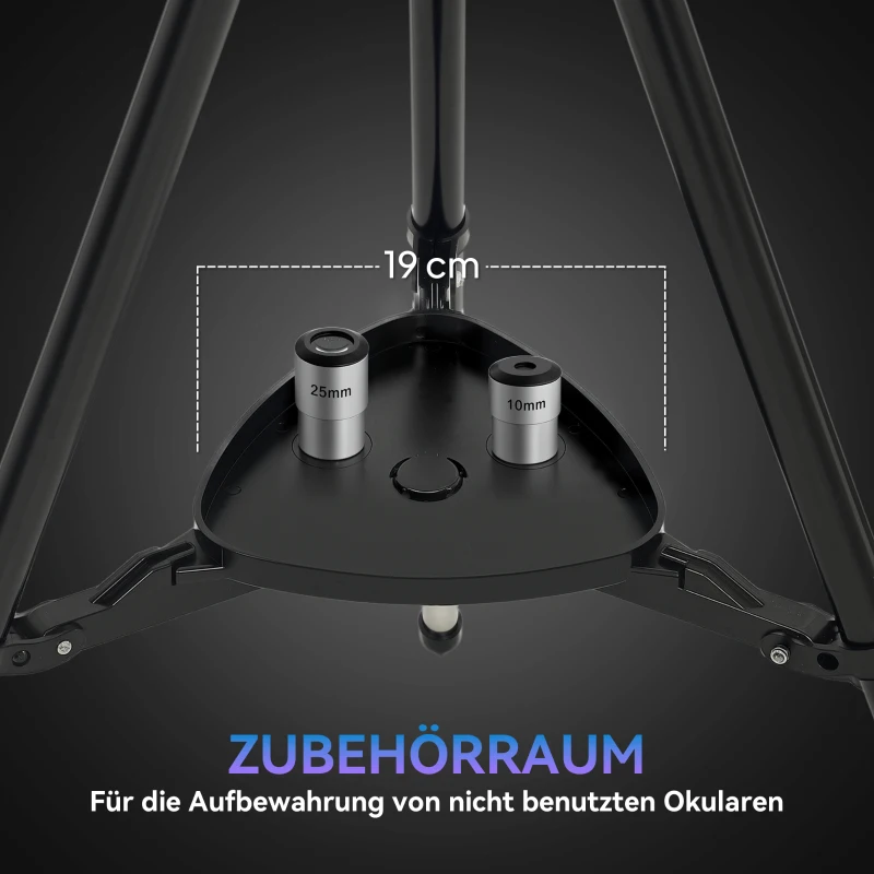 Outsunny Spiegelteleskop , 114 mm Objektiv, 2 Okulare, Sucherfernrohr, Aluminium, Dunkelblau