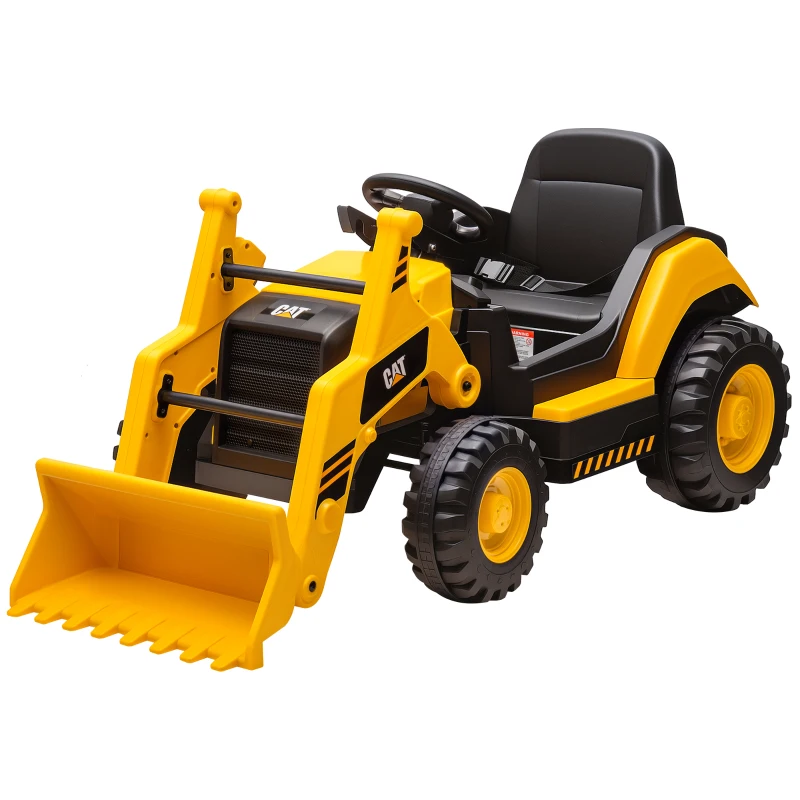 AIYAPLAY Pelleteuse Électrique pour Enfants 3-6 Ans Marque Officielle Caterpillar 12V avec Télécommande, Jaune
