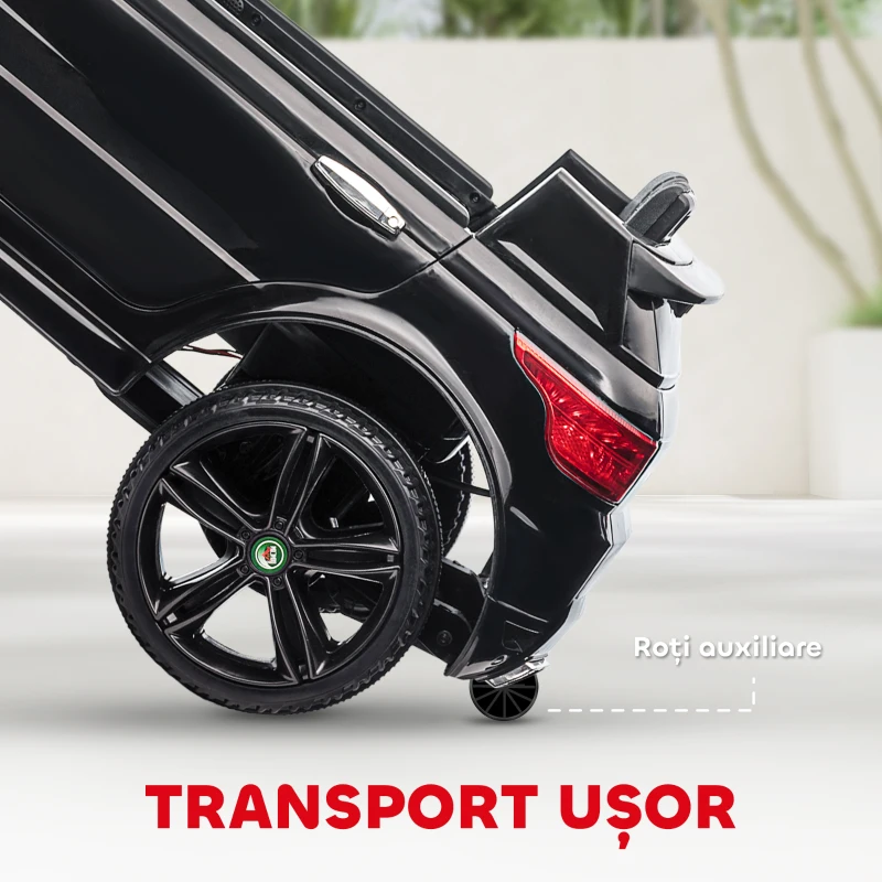HOMCOM Mașină Electrică pentru Copii cu Motor Dublu, Suspensie și Telecomandă, 110x68x52 cm, Negru(m-6)