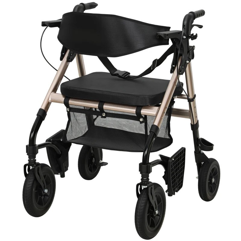 HOMCOM Rollator Walker Wheelchair, with Seat - Black