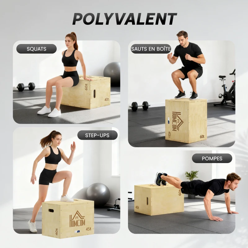 Box jump pliométrie 3 en 1 - Collaboration Aosom.fr x FFHandball - boîte à saut musculation fitness bois