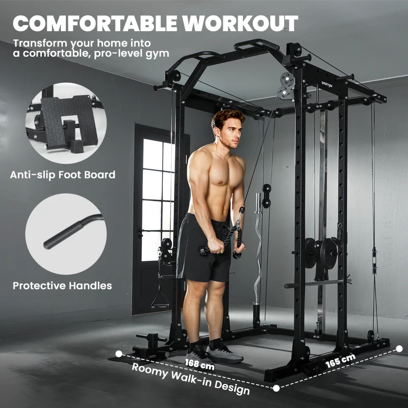 SPORTNOW Cable Crossover Machine, with Lat-Pull Down System