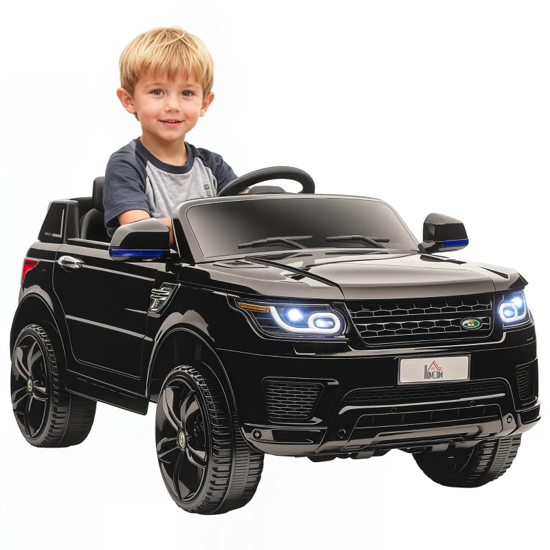 HOMCOM Macchina Elettrica per Bambini 3-6 Anni con Telecomando, Luci LED e Clacson, in PP e Metallo, 110x68x52 cm, Nero