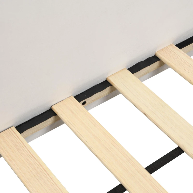 Upholstered 3ft Single Bed with Storage Drawer and Fitted Side Rails, Velvet Upholstery Daybed for Compact Room, 205.5L x 80W x 98H cm, Beige