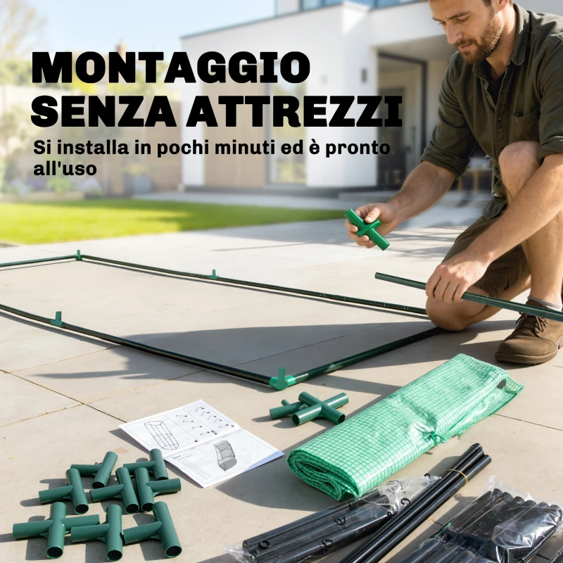 Outsunny Estufa de Jardim 200x100x80 cm para Cultivo de Plantas Sementes Estufa com Estrutura de Aço e Cobertura de Plástico Verde