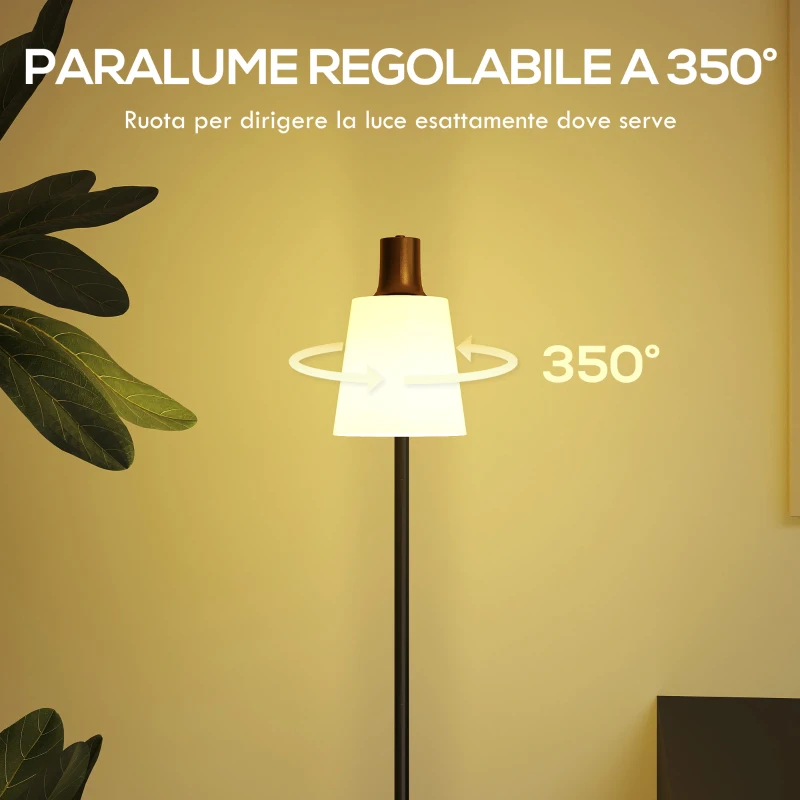 HOMCOM Lampada da Terra LED con Testa Girevole a 350°, Regolazione Temperatura del Colore 3000K/4000K/6500K, Nero