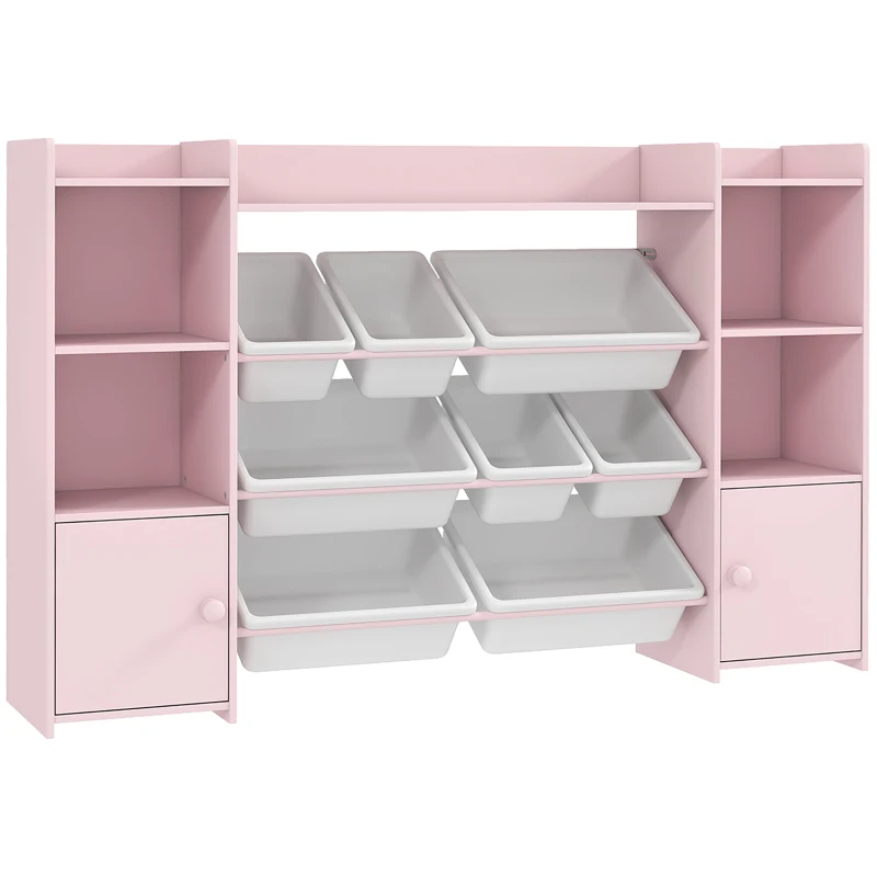 AIYAPLAY Estantería de almacenamiento infantil, estante para juguetes y libros, para un orden claro, 8 cajas extraíbles, Rosa