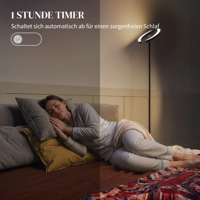 HOMCOM Lampa stojąca RGB, ściemniana z wielobarwnymi możliwościami oświetlenia, obrotowa, czarna