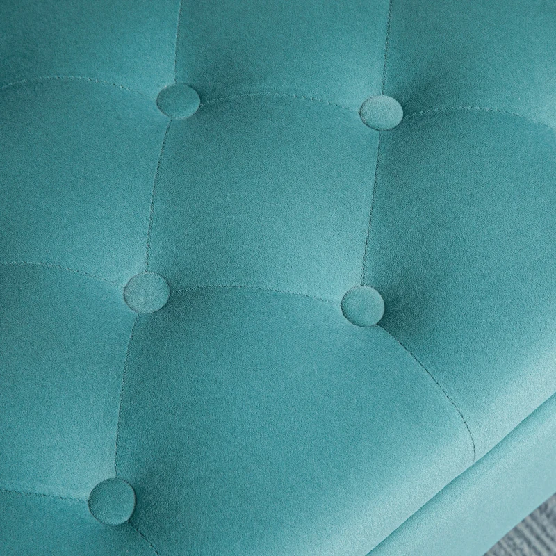 HOMCOM Panca Fondo Letto in Tessuto Vellutato con Vano Contenitore e Braccioli, 126x48.5x57 cm, Verde