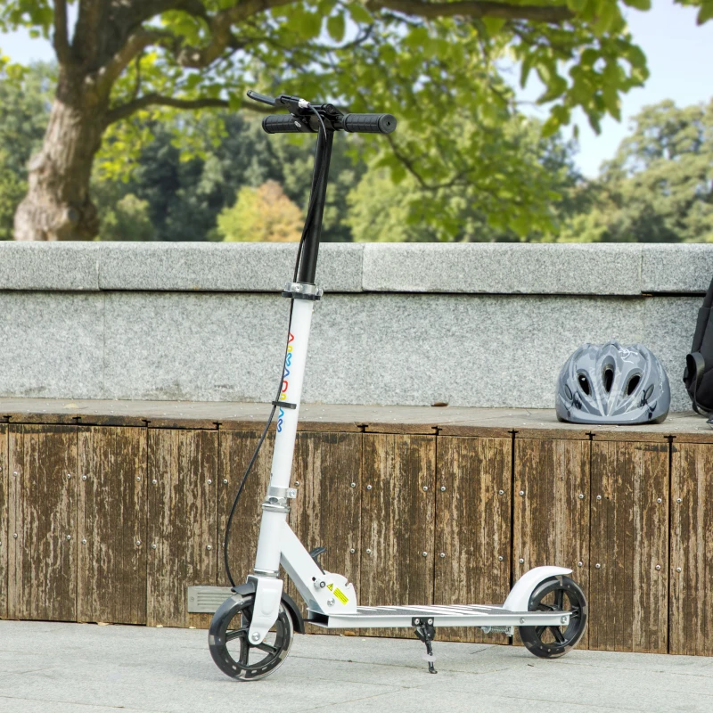 AIYAPLAY Trottinette enfants 3 à 8 ans, trottinette pliable à 2 roues LED roues lumineuses, 4 réglages en hauteur, blanc