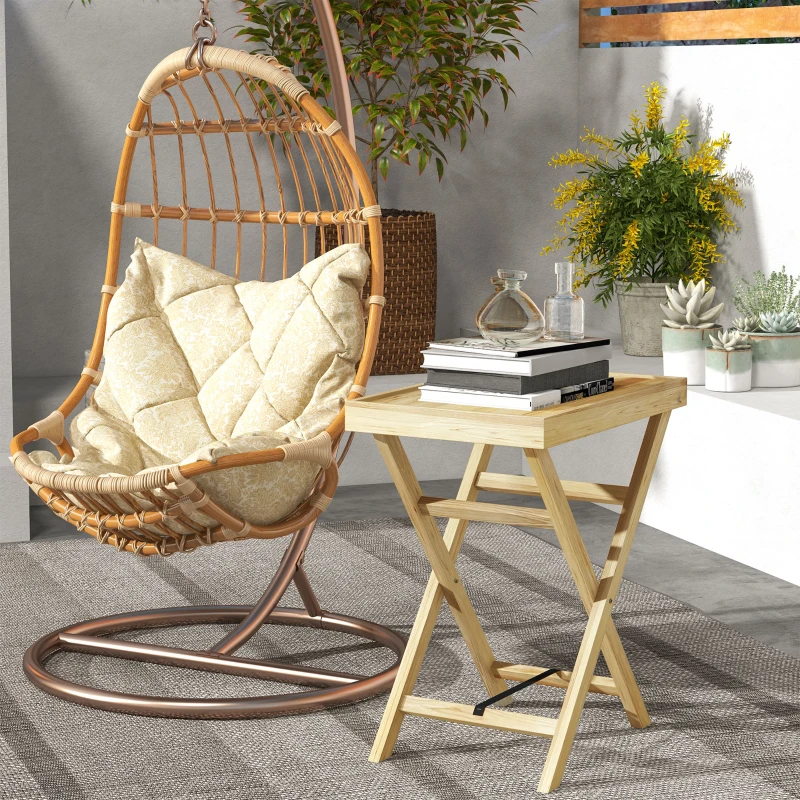 Outsunny Table de jardin extérieur rectangulaire en bois pour balcon terrasse 68L x 44l x 75H cm Naturel