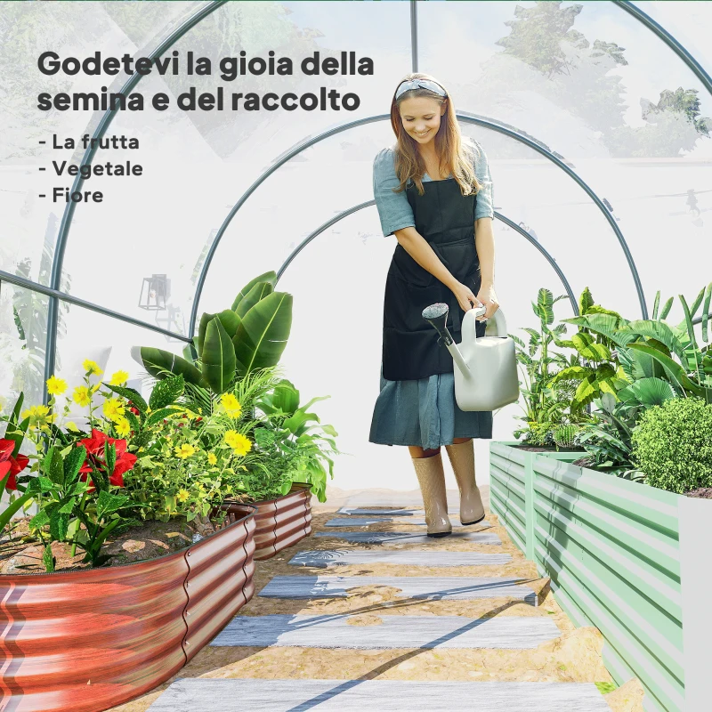 Outsunny Serra a Tunnel 3x2x2m con Porta Avvolgibile e Finestre a Rete in Acciaio e Plastica, Trasparente