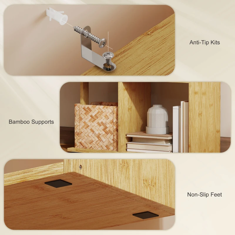 HOMCOM Librărie modernă și asimetrică cu 5 niveluri din bambus, 62.5 x 23 x 165 cm, lemn