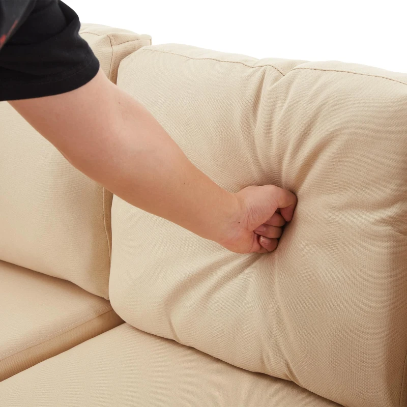 3-seater L-Shaped Sofa Bed with Reversible Chaise, USB and Type-C Charging, Convertible Sleeper for Living Room, 180L x 120W x 72H cm, Beige