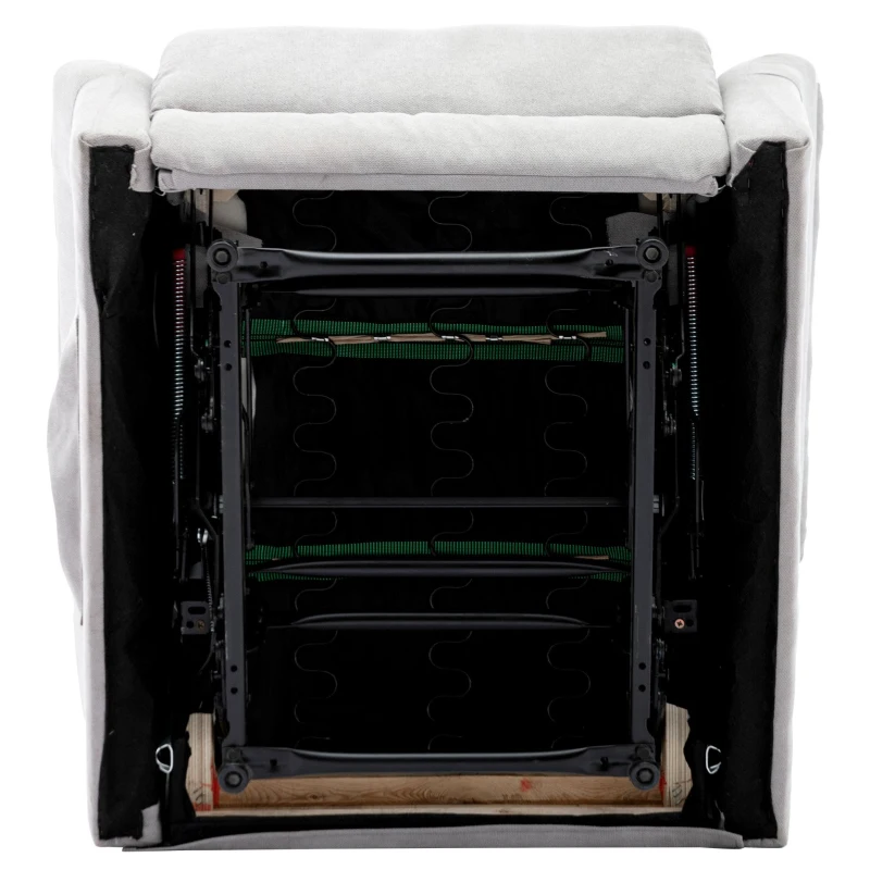 Adjustable Pull‑tab Recliner with Side Storage Pocket, Metal Frame, Padded Cushions, High‑back Armchair for the Elderly, 82L x 86W x 99H cm, Gray